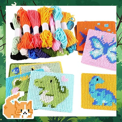 Pllieay 10-in-1 Cross Stitch Beginner Kit for Kids, Embroidery Kit - size: Animals