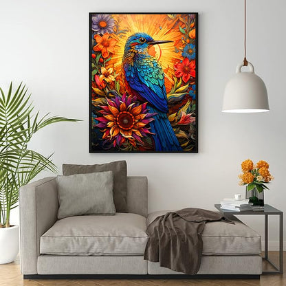 Ekuxom Hummingbird Diamond Painting Kits for Adults-Sunflower Diamond Art - color: Hummingbird