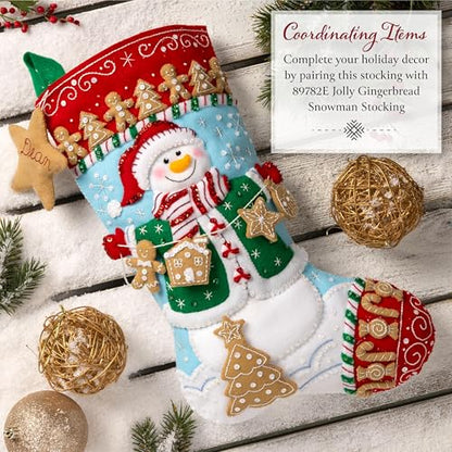Bucilla Felt Applique 6 Piece Ornament Making Kit, Jolly Gingerbread Snowman, Perfect for DIY Arts and Crafts Projects - style: Ornaments
