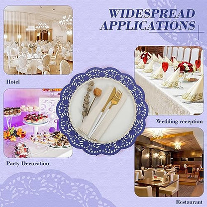 Yexiya 200 Pcs Lace Paper Doilies 14 Inch Round Foil Placemats, Dark Blue - color: Dark Blue