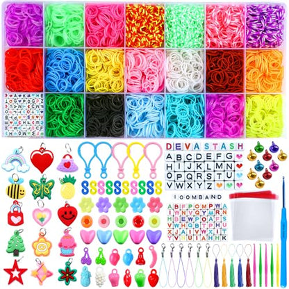 Rubber Band Bracelet kit, Loom Bracelet kit - Rubberband Bracelet Making kit Includes Clips, Charms, Beads - Rubber Bands for Bracelets, Gift for Birthday, Halloween, Xmas (6000 Pack (Master Kit)) - color: 22colors 6000+
