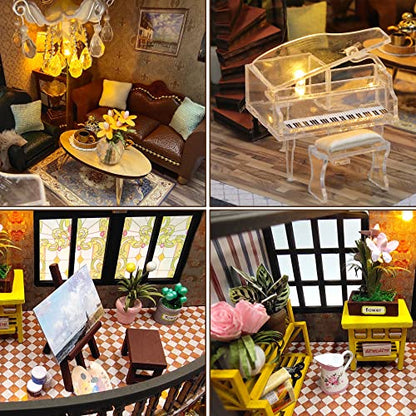 Spilay DIY Miniature House Kit for Adults, Miniature Dollhouse Kit - color: Dream Building Pavilion