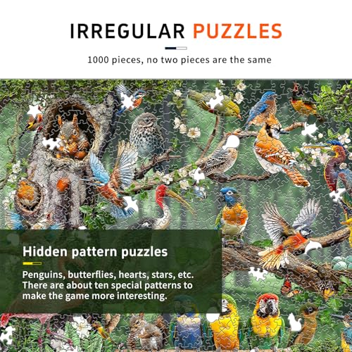 1000 Piece Jigsaw Puzzle for Adults, Colorful Birds Puzzle - color: Woodland Chorus