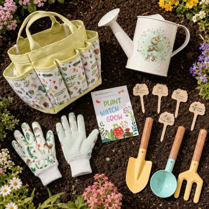 Kids Gardening Set Toys, 12PCS Garden Tool Kit for Kids and Toddlers with Tote Bag,Watering Can, Gloves, Shovel, Learning Outdoor Toys Gifts for Boys Girls Age 3-6 (Green) - color: green