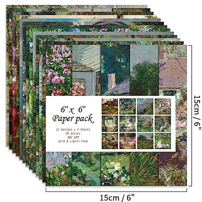 6x6" Cardstock Single Sided Scrapbooking,Craft Decorative Scrap Book Paper - color: 24sheets-courtyard