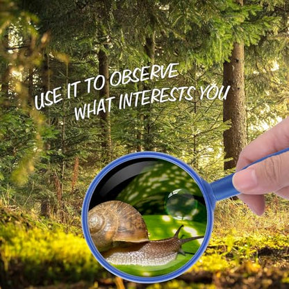 Lakei 10X Handheld Reading Magnifier Glass, Non-Slip Handle,75mm(Blue) - color: Blue, size: 75mm