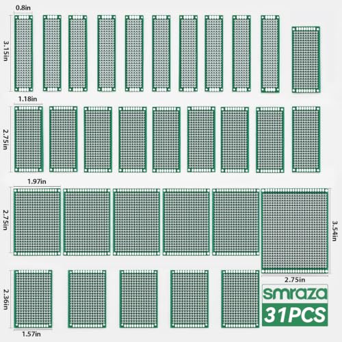 Smraza 104pcs Double Sided PCB Board Kit, Prototype Boards for DIY Soldering and Electronic Project Circuit Boards Compatible with Arduino Kits, 30PCS 40 Pin 2.54mm Male and Female Header Connector