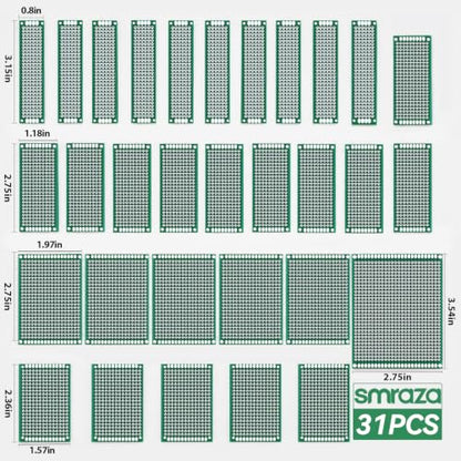 Smraza 104pcs Double Sided PCB Board Kit, Prototype Boards for DIY Soldering and Electronic Project Circuit Boards Compatible with Arduino Kits, 30PCS 40 Pin 2.54mm Male and Female Header Connector