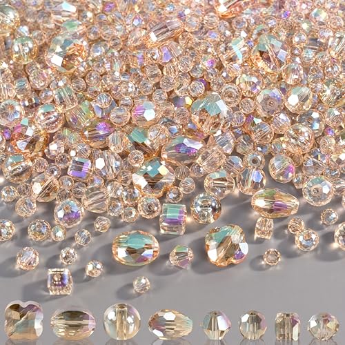 Glass Beads Bulk for Suncatchers, Jewelry Making, Crafts, Crystal Beads - color: Silver Champagne, size: 636pcs