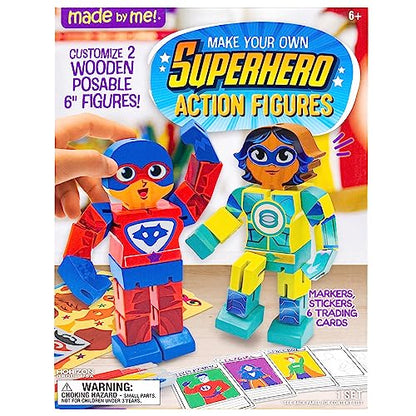 Made By Me Build & Paint Your Own Wooden Toys, DIY Wood Craft Kit, Easy to Assemble, Superhero Action Figures - style: Superheros