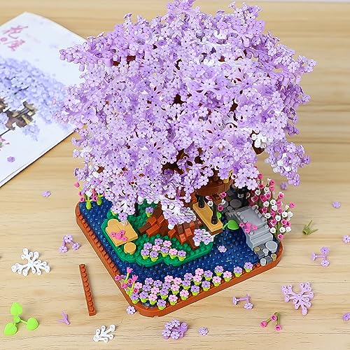 NEWABWN Cherry Blossom Bonsai Tree Mini Micro Building Set, Japanese Sakura Tree House Model Sets for Adults, Flowers House Mini Bricks Building Kit, Creative Gift Toys for Teens 14 (2200PCS) - style: C