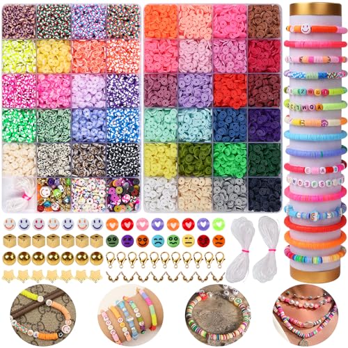 XSEINO 10000PCS Clay Beads Bracelet Making Kit,46Colors - color: 2 Boxes