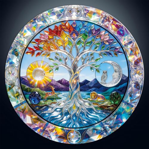 Puzzles for Adults 1000 Pieces, Sun & Moon Crystal Tree of Life - color: A-tree of Life With Sun & Moon