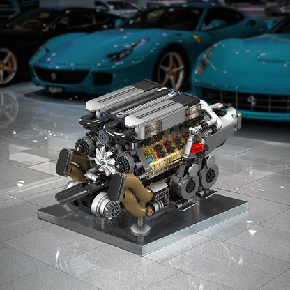 Mould King 10131 W16 Engine Building Blocks Sets, V8 Engine Model kit that Run, Build Your Own STEM Model Engine, 16-Cylinder Car Engine Building Engineering Toys(952+PCS) - style: 10131 Engine Model