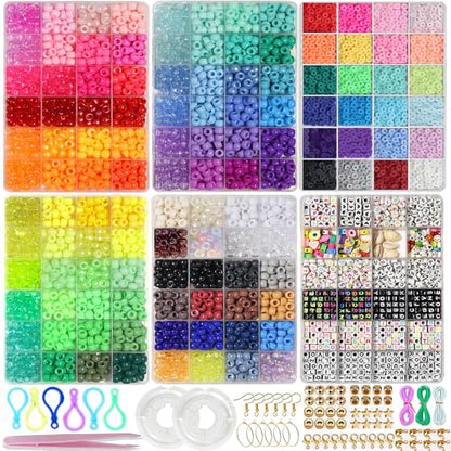 LIS HEGENSA 14000Pcs DIY Children Craft Pony Beads Friendship Bracelet Kit - color: 14000PCS