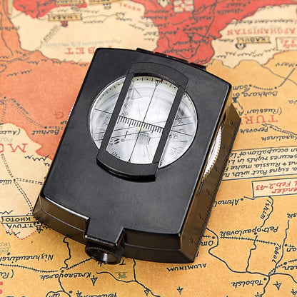 COSTIN Multifunctional Compass, Metal Military Waterproof High Accuracy Compass with Map Measurer, Distance Calculator,Bubble Level Perfect for Outdoor Activities, Matte Black - size: 1 Count (Pack of 1)