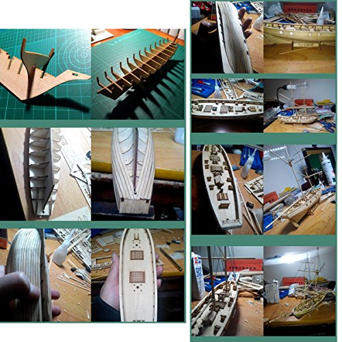 HAPYLY 1/130 Scale DIY Hobby Wooden Ship Science Equipmen Assembly Model Boat Kits Sailing Boat Kit Decor Toy Gift - size: 1:130