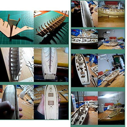 HAPYLY 1/130 Scale DIY Hobby Wooden Ship Science Equipmen Assembly Model Boat Kits Sailing Boat Kit Decor Toy Gift - size: 1:130