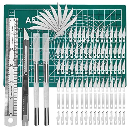 108 PCS Precision Cutter Carving Craft Hobby Knife Kit Includes Hobby Knife and Blades Stainless Steel Ruler Cutting Board for DIY Art Work Cutting, Hobby, Craft Scrapbooking Stencil