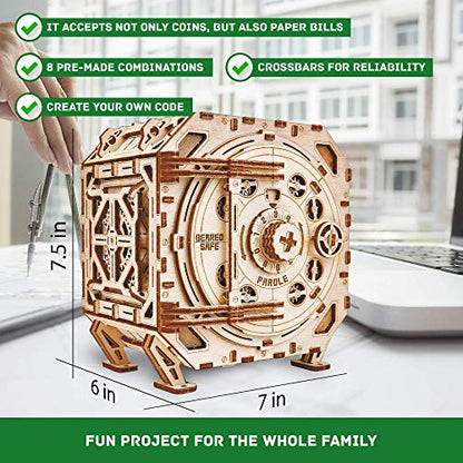 Wood Trick Safe Locker Puzzle Box 3D Wooden Puzzles for Adults to Build - color: Geared Safe
