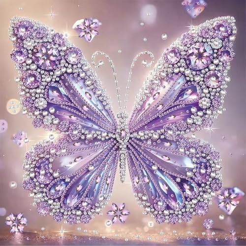 5D Diamond Painting Kits for Adults,Purple Butterfly Diamond Art Kits - color: SH128