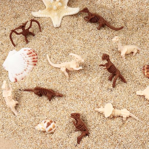 60 PCS Dinosaur Fossil Skeletons, Assorted Dinosaur Skeleton Toys Figures, Dino Bones for Science Play Dino Sand Dig Party Favor Decorations