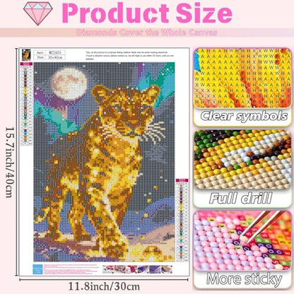 XUCNWL Diamond Art Kits for Adults,Cheetah Diamond Painting,12 x 16 Inch - color: Cheetah, size: 11.8x15.7in(30x40cm)