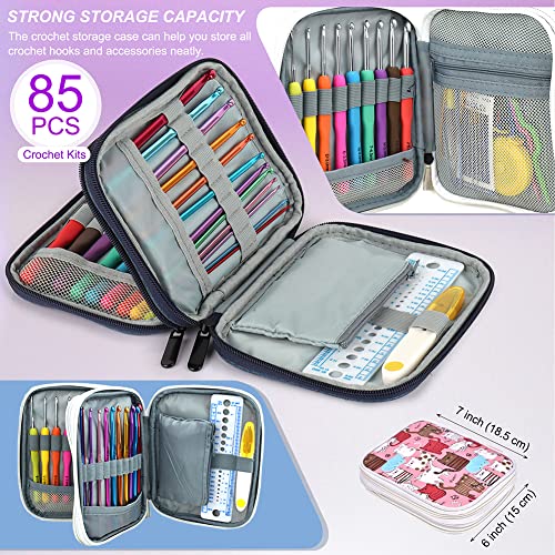 Katech Crochet Hooks Set with Case, Ergonomic for Comfortable Crocheting - color: Cats Pattern