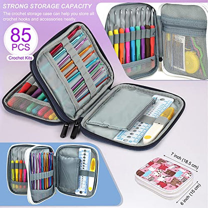 Katech Crochet Hooks Set with Case, Ergonomic for Comfortable Crocheting - color: Cats Pattern