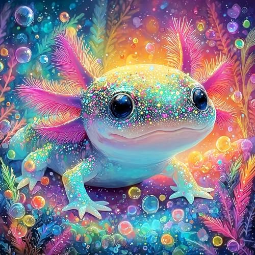 5D Colorful Glittering Axolotl Diamond Art kits for Adults Beginners - color: KM1160-1