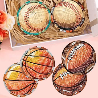 8 Pcs Diamond Art Coaster Kit for Adult with Holder, Diamond Coasters 4x4in - color: Ball Coasters, size: 8 Pcs 4x4in