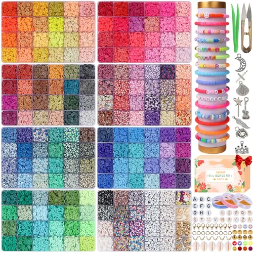 XSEINO 40000Pcs Clay Beads Bracelet Making Kit,8 Boxes 180 Colors - color: 8 Boxes
