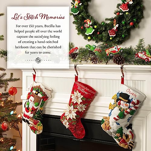 Bucilla Felt Applique 18" Stocking Making Kit, Peaceful Nativity, Perfect for Holiday DIY Arts and Crafts, 89601E