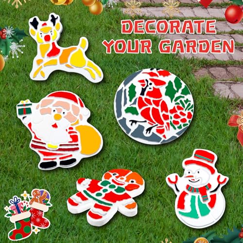 EggSun 8Pcs Stepping Stones Painting Crafts Kit for Kids 4 8 6, DIY Garden Stones Outdoor Paint Your Own Ceramic Unicorn Arts and Crafts for Boys Girls Ages 4 7 9 10 12 Christmas Birthday Gifts - style: Christmas