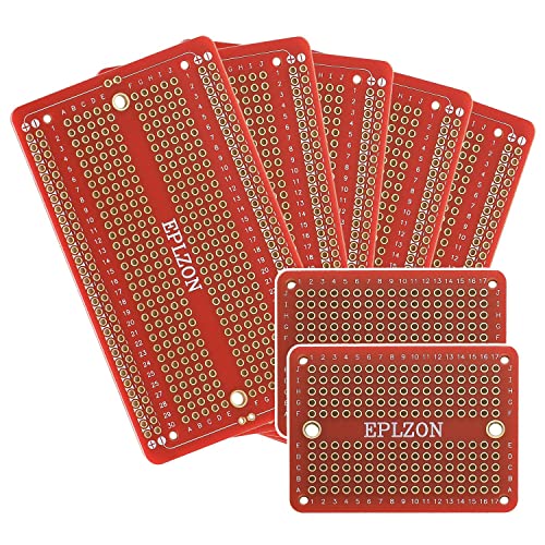 Solderable Breadboard PCB Board Gold-Plated Solder Breadboard for DIY Electronics Projects Apply to Arduino Soldering Projects 3.5"x2.05" (5 Pack + 2 Mini Board,red) - color: Red