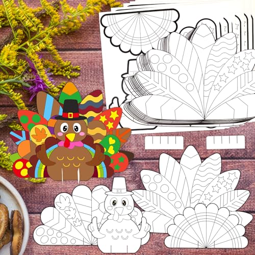 Fancy Land Thanksgiving Crafts for Kids DIY Turkey Puzzle Crafts 10 Sets
