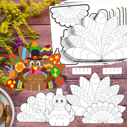 Fancy Land Thanksgiving Crafts for Kids DIY Turkey Puzzle Crafts 10 Sets