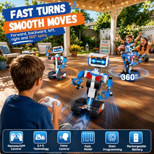 STEM Robot Building Kit for kids 8-12, App & Remote Control Robot Toys