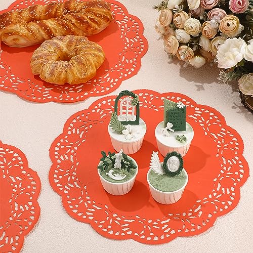 Yexiya 200 Pcs Lace Paper Doilies 14 Inch Round Foil Placemats, Orange - color: Orange