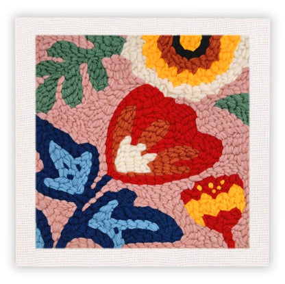 SDOYUNO Punch Needle Kit with Frame for Adults Beginners Kits 9.84 x 9.84 Inch Embroidery Starter Kits Punch Needle Kit with Red Flower Pattern, Threader, Yarns, Rug Punch, DIY Craft Kits (red) - color: red