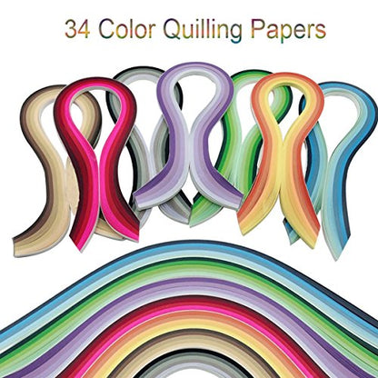 Woohome Quilling Supplies Paper Quilling Kits with 10 Quilling Tools and 34 Colors 700 Strips Quilling Paper for Craft - color: Style 4