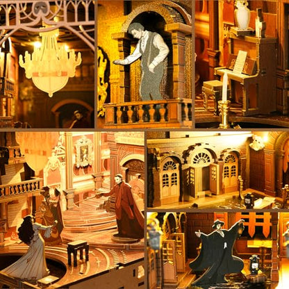 MiniCity Phantom of the Opera Book Nook Kit, DIY 3D Wooden Puzzle with LED - color: Phantom of the Opera