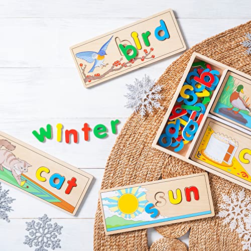 Melissa & Doug See & Spell Wooden Educational Language Learning Toy with Letters, Puzzle Boards Preschool Learning Activities, See & Spell Toys for Kids Ages 4+ (Pack of 6) - size: 13.9 x 9.2 x 1.75 (Pack of 6), style: English