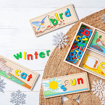 Melissa & Doug See & Spell Wooden Educational Language Learning Toy with Letters, Puzzle Boards Preschool Learning Activities, See & Spell Toys for Kids Ages 4+ (Pack of 6) - size: 13.9 x 9.2 x 1.75 (Pack of 6), style: English