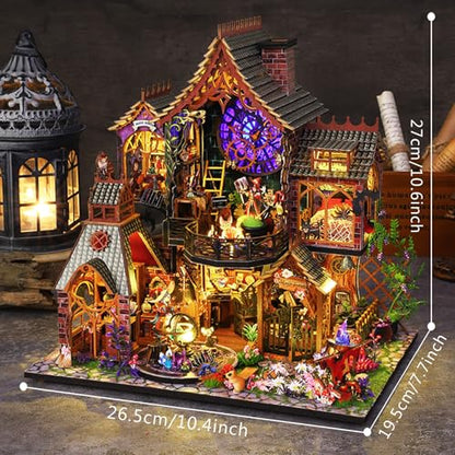 Fifijoy DIY Miniature Wooden Dollhouse Kit, DIY Miniature House Kit for Adults and Teens, DIY Mini Dollhouse Kit (Magic Spirit) - color: Magic Spirit