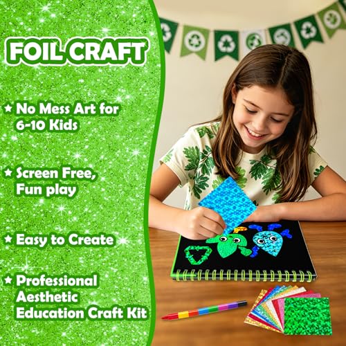 FUNNYB&G Foil Art Craft Kit for Kids, Sparkly Birthday Gift Toy for Kids - style: Going Green