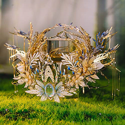 MU Fairy Series Elf Crowns 3D Metal Model Kits Fairy Crown Cinderella Princess Puzzles Kits for Adults, DIY Miniature Dollhouse Building, Birthday New Year Xmas Gift - color: Elf Crown