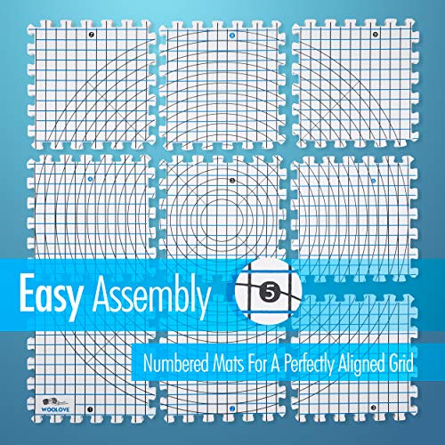 Extra Thick Blocking Mats for Wet and Steam Blocking - Includes Pack of 9, 100 T Pins, 10 Pin Blocker and Storage Bag