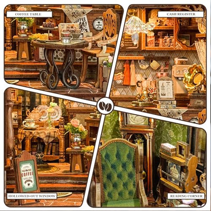 Book Nook Kit DIY Miniature House 3D Wooden Puzzle - Floral Mark Cafe - color: Floral Mark Cafe