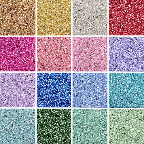INSPIRELLE Uniform 80 Gram 12/0 (2mm) Cylinder Glass Seed Beads - color: 16x Pearl Lustre Colors
